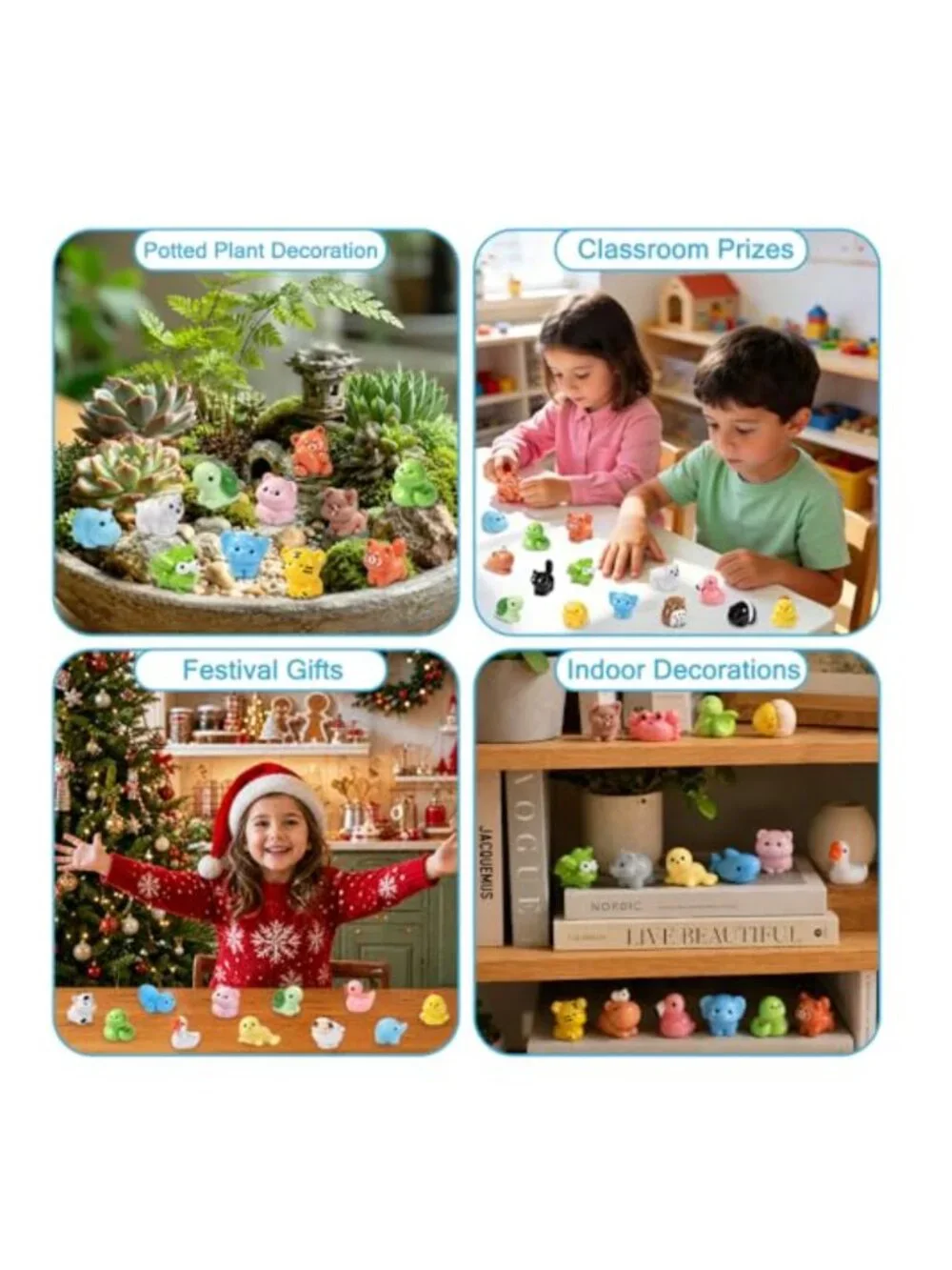 85pcs Mini Resin Animal Figures Fairy Garden Dollhouse Decor DIY Craft Party